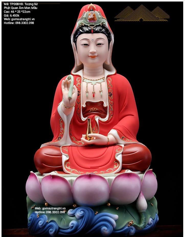 TƯỢNG SỨ PHẬT QUAN ÂM MEN MÀU